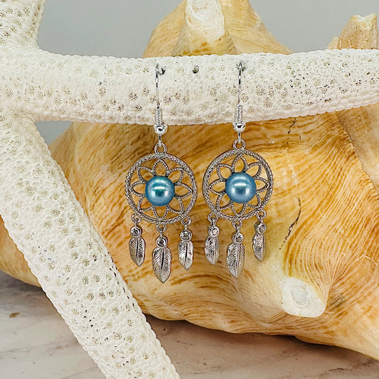 Dream Weaver Sterling Earrings (you pick the pearl color)