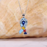 You Always Shine Sterling Silver Autism Cage with Dark Blue Pearl